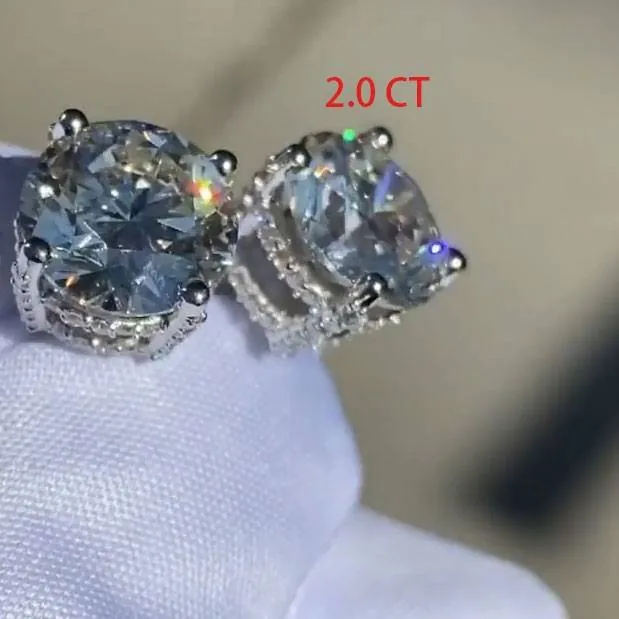 Handmade 2 CT Double Under Halo Diamond Studs Earrings