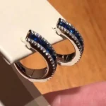 Handmade Sapphire Hoop Earring