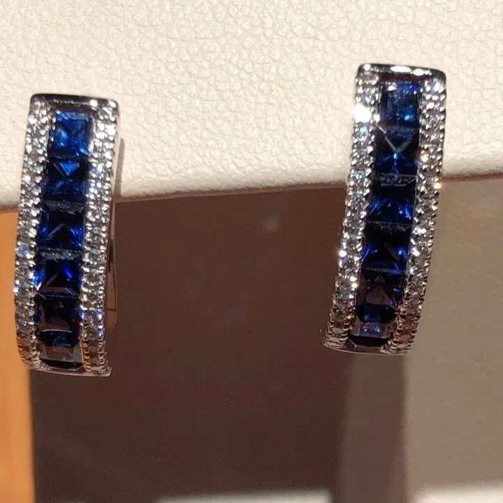 Handmade Sapphire Hoop Earring
