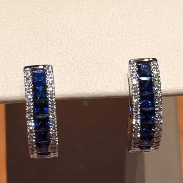 Handmade Sapphire Hoop Earring