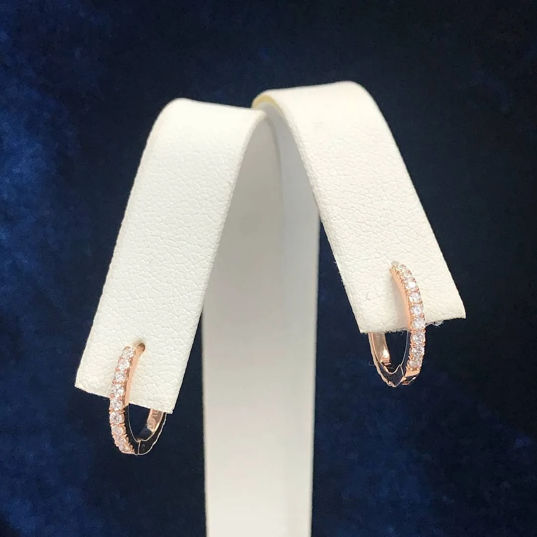 Handmade 0.35 CT Hoop Circle Earrings in Rose Gold