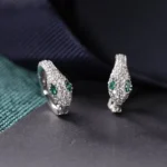 Handmade Green Eye Snake Hoop Earring