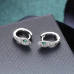 Handmade Green Eye Snake Hoop Earring