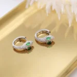 Handmade Green Eye Snake Hoop Earring
