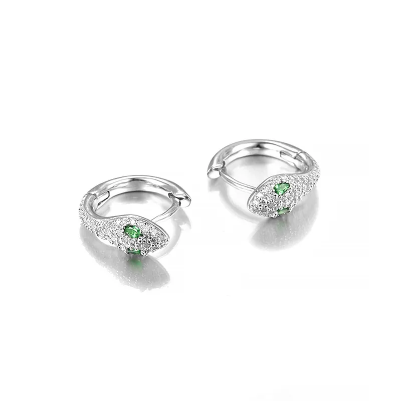 Handmade Green Eye Snake Hoop Earring