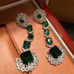Fashion Women Cut Out Emerald Earrings