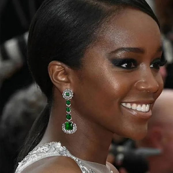 Fashion Women Cut Out Emerald Earrings