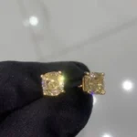 Handmade 1.5 CT Fancy Yellow Cushion Cut Earrings