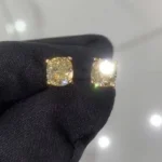 Handmade 1.5 CT Fancy Yellow Cushion Cut Earrings