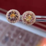 Handmade 2 CT Champagne Gold Stud Earrings