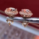Handmade 2 CT Champagne Gold Stud Earrings