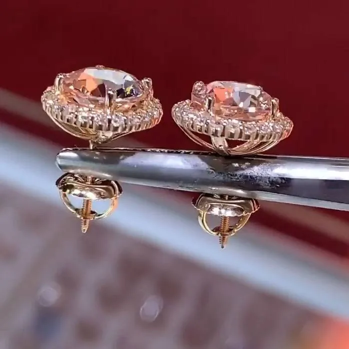 Handmade 2 CT Champagne Gold Stud Earrings