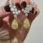 Handmade Fancy Yellow Pear Shape Drop Earrings