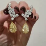 Handmade Fancy Yellow Pear Shape Drop Earrings