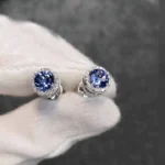 Handmade 1.03 CT Blue Sapphire Stud Earrings