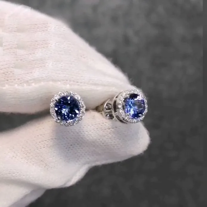 Handmade 1.03 CT Blue Sapphire Stud Earrings