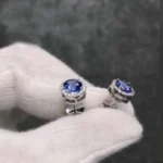 Handmade 1.03 CT Blue Sapphire Stud Earrings