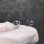 Handmade 1.03 CT Blue Sapphire Stud Earrings