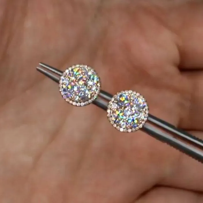 Handmade 2.45 CT Micro Paved Lab-created Sapphire Stud Earrings