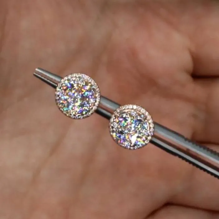Handmade 2.45 CT Micro Paved Lab-created Sapphire Stud Earrings
