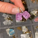Handmade 4.5 CT Pink sapphire Invisible Set Dangle earrings