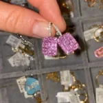 Handmade 4.5 CT Pink sapphire Invisible Set Dangle earrings