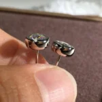 Handmade 2CT Round Cut Silver Bezel Setting Ear Studs