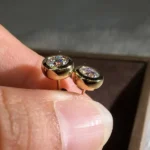 Handmade 2CT Round Cut Silver Bezel Setting Ear Studs