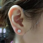Handmade 2CT Round Cut Silver Bezel Setting Ear Studs
