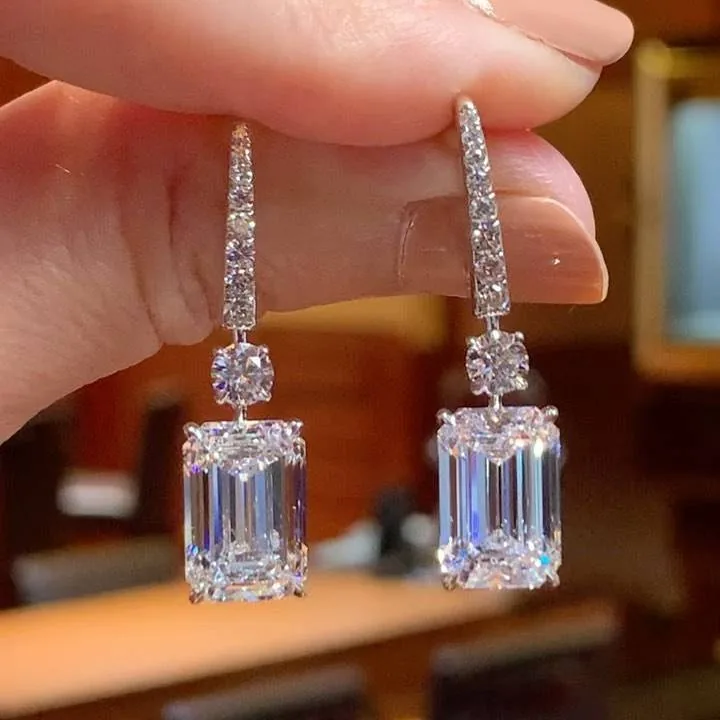 Fashion Dangle Emerald Cut Earrings