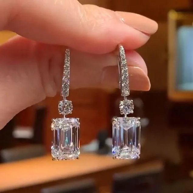 Fashion Dangle Emerald Cut Earrings