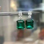 3.75CT Emerald Green Sapphire Drop Earrings