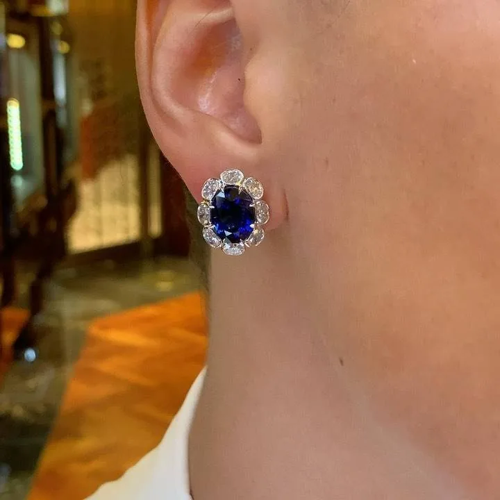 2.75 CT Bezel Set Sapphire Stud Earrings