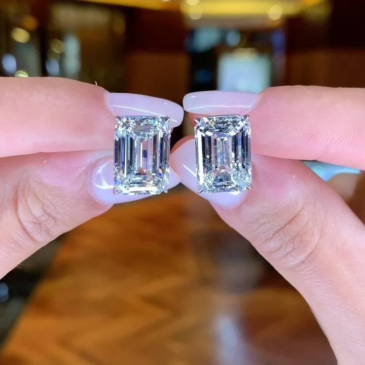 Handmade 2ct Emerald Cut Diamond Studs