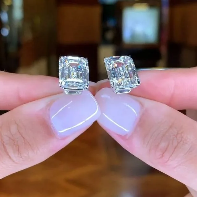 Handmade 2ct Emerald Cut Diamond Studs