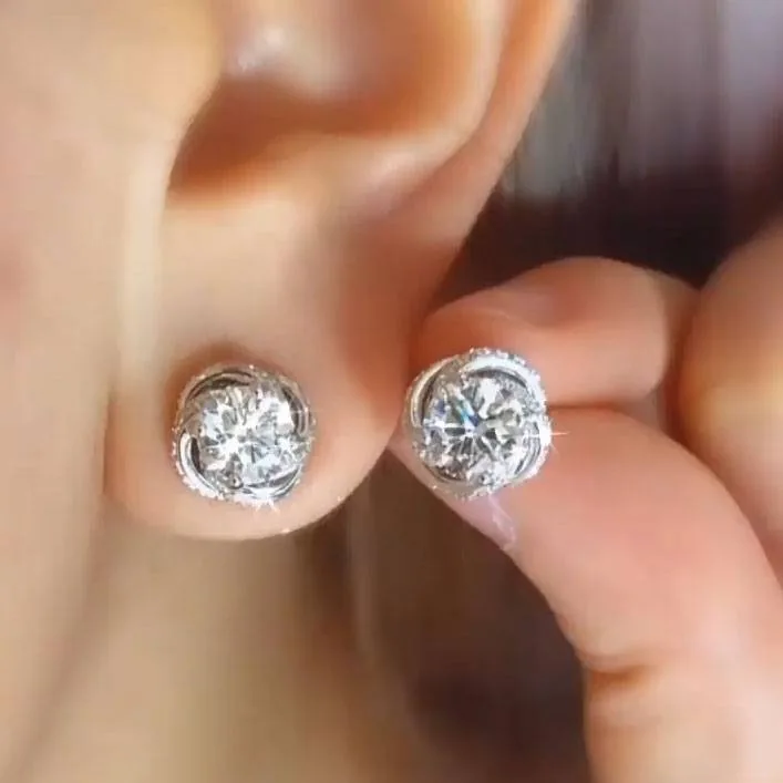 Handmade Knot of Love Sterling Silver Ear Studs Earrings