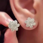 Handmade 3.25ct.tw Flower Ear Studs Earrings