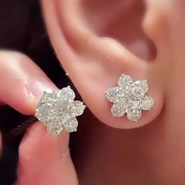 Handmade 3.25ct.tw Flower Ear Studs Earrings