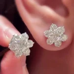 Handmade 3.25ct.tw Flower Ear Studs Earrings