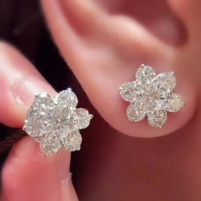 Handmade 3.25ct.tw Flower Ear Studs Earrings