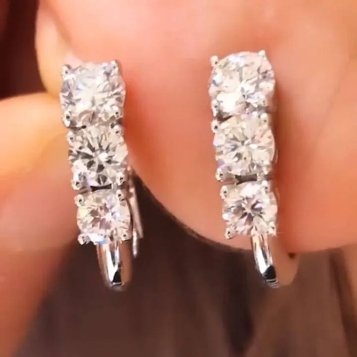 Fashion Three-stone Hoop Earrings