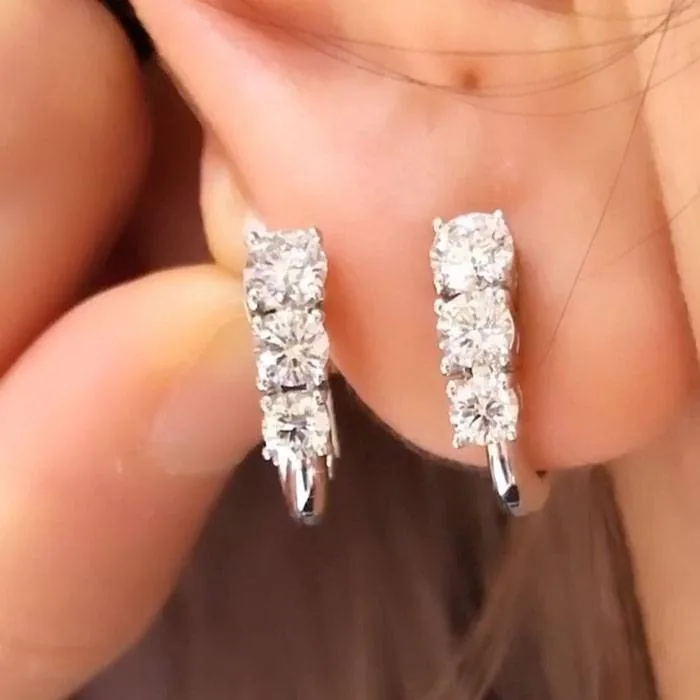 Fashion Three-stone Hoop Earrings
