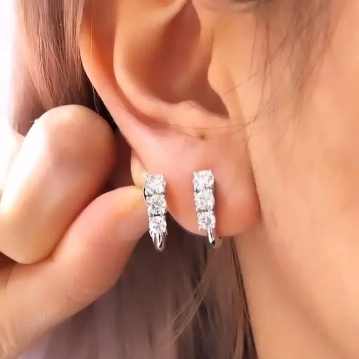 Fashion Three-stone Hoop Earrings