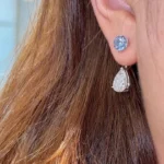 Fashion Light Blue Sapphire& Pear Drop Earrings