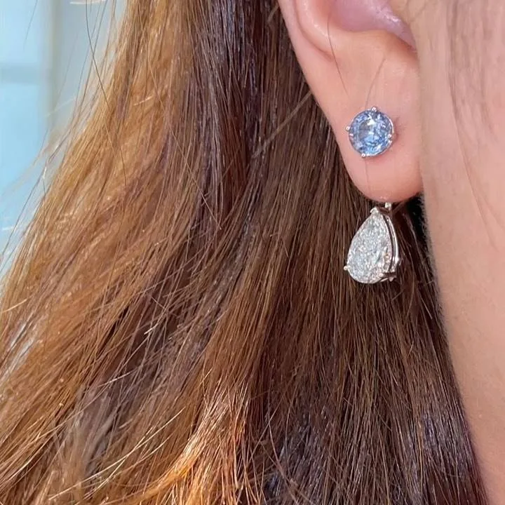 Fashion Light Blue Sapphire& Pear Drop Earrings
