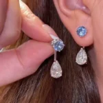 Fashion Light Blue Sapphire& Pear Drop Earrings
