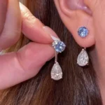 Fashion Light Blue Sapphire& Pear Drop Earrings