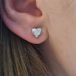 Handmade 1.44 CT Heart Studs Earrings