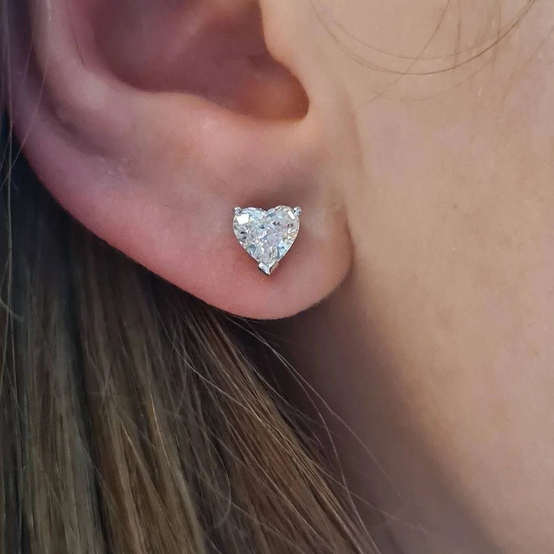 Handmade 1.44 CT Heart Studs Earrings