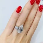 Handmade 5 CT Pear Cut Sterling Silver Engagement Ring